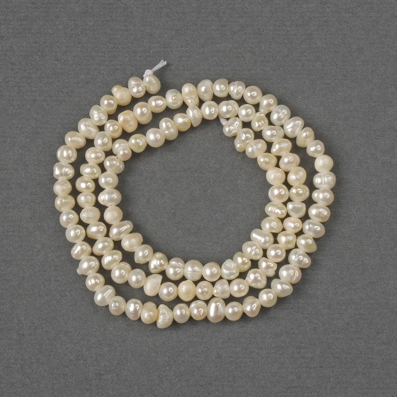 Natural River Pearl Beads 3x4-4.5mm+-, length 34cm+- on a thread