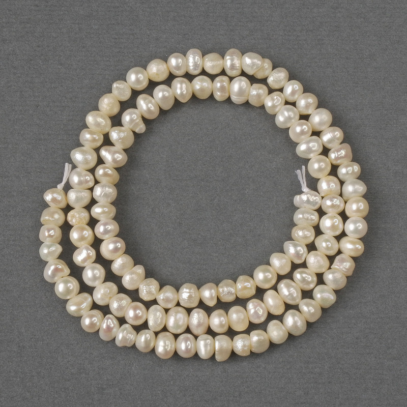 Natural River Pearl Beads 4x5mm+-, length 36cm+- on a thread