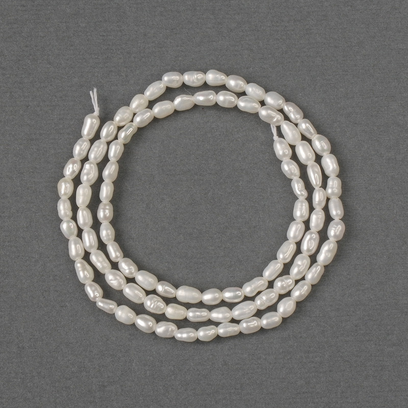 Natural River Pearl Beads 3.5-4x3mm+-, length 36cm+- on a thread