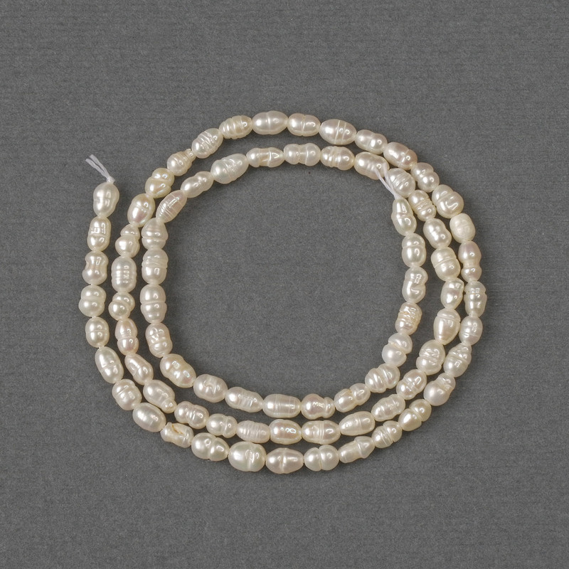 Natural River Pearl Beads 4x3mm+-, length 34cm+- on a thread