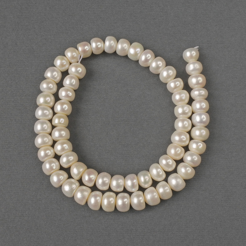 Natural River Pearl Beads, 7-7.5x5.5mm+/-, Length 38cm+/- on Thread