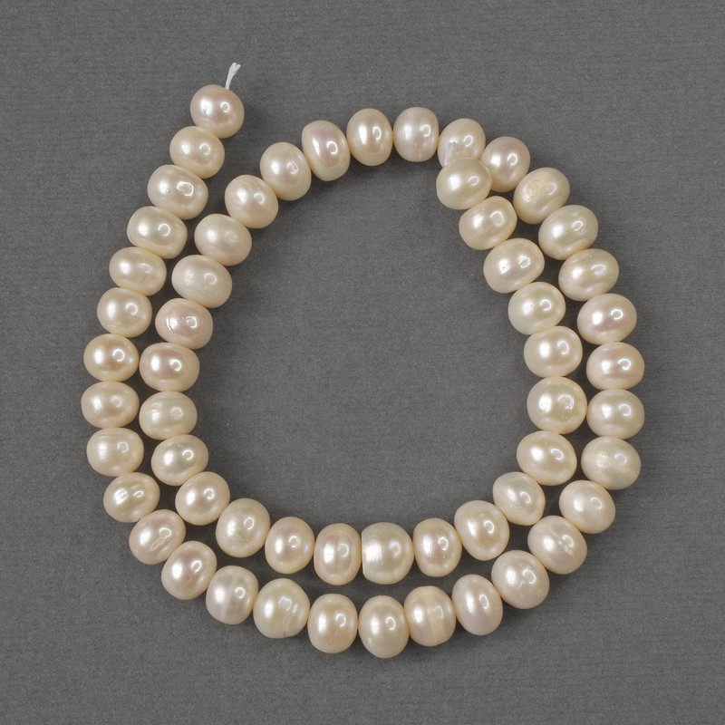 Natural River Pearl Beads 8x6mm+/-, Length 37cm+/- on Thread