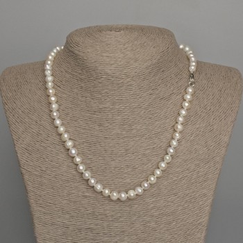 Natural River Pearl Necklace, 7x6mm+/-, Length 45cm+/- with Clasp