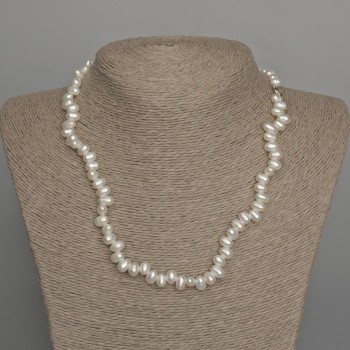 Natural Oval River Pearl Necklace, 7x5mm+/-, Length 46cm+/- with Clasp