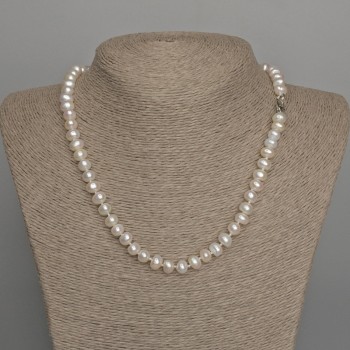 Natural River Pearl Necklace, 8x6-6.5mm+/-, Length 46cm+/- with Clasp