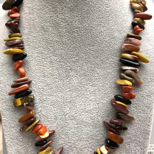 Assorted Chip Needle Necklace, diameter 12-18x2-4mm+-, length 48cm+- with silver-tone metal clasp