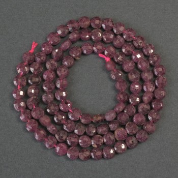 Ruby Faceted Coin Beads, diameter 3.5mm+-, length 39cm+- on a strand