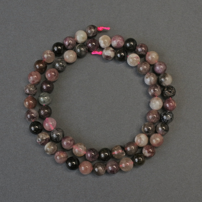 Tourmaline Smooth Round Beads, diameter 7mm+-, length 38cm+- on a thread