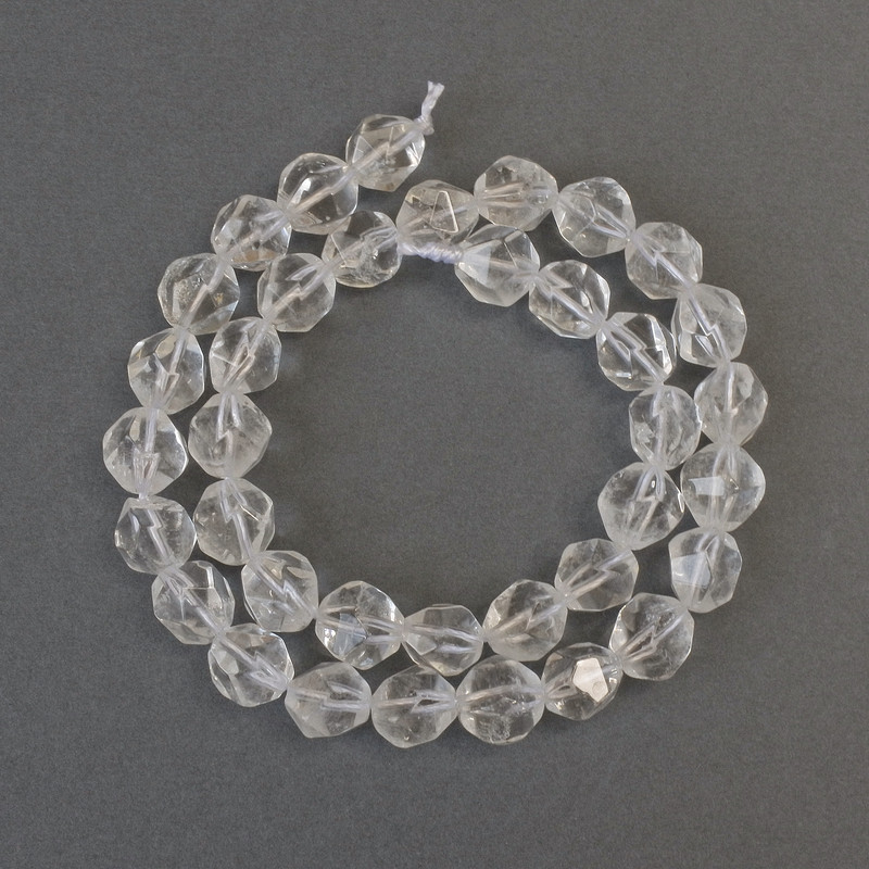 Rock Crystal Faceted Beads, Diameter 9x8mm+/-, Length 38cm+/- on String