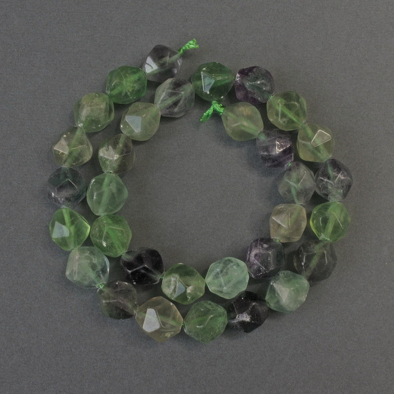 Fluorite Faceted Beads, Diameter 12x10mm+/-, Length 37cm+/- on String