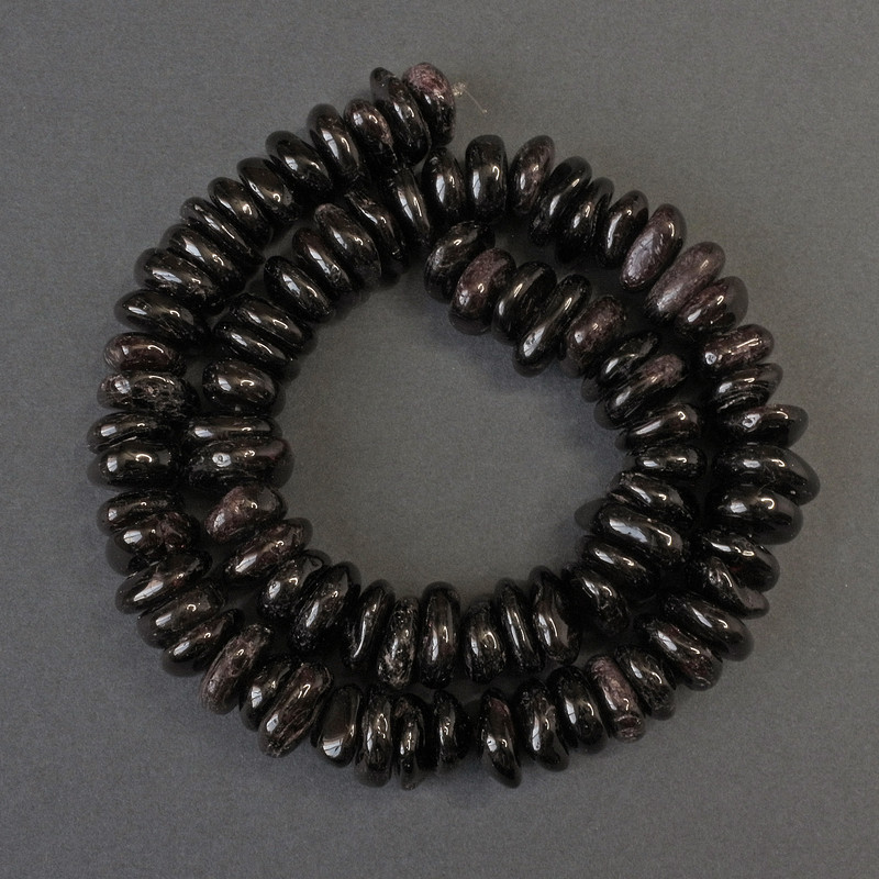 Garnet Tumbled Beads, Diameter 10-12x5-6mm+/-, Length 39cm+/- on Fishing Line