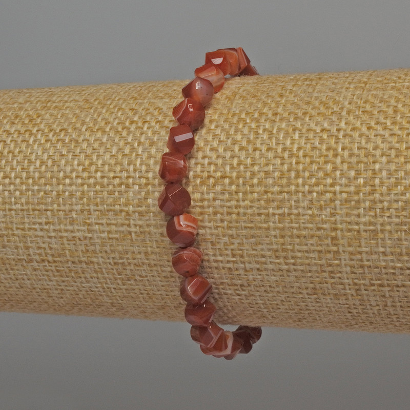 Carnelian Faceted Rhombus Bracelet, diameter 6mm+-, length 18cm+- stretch