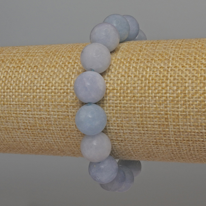 Aquamarine Smooth Bead Bracelet, diameter 12mm+-, length 18cm+- stretch