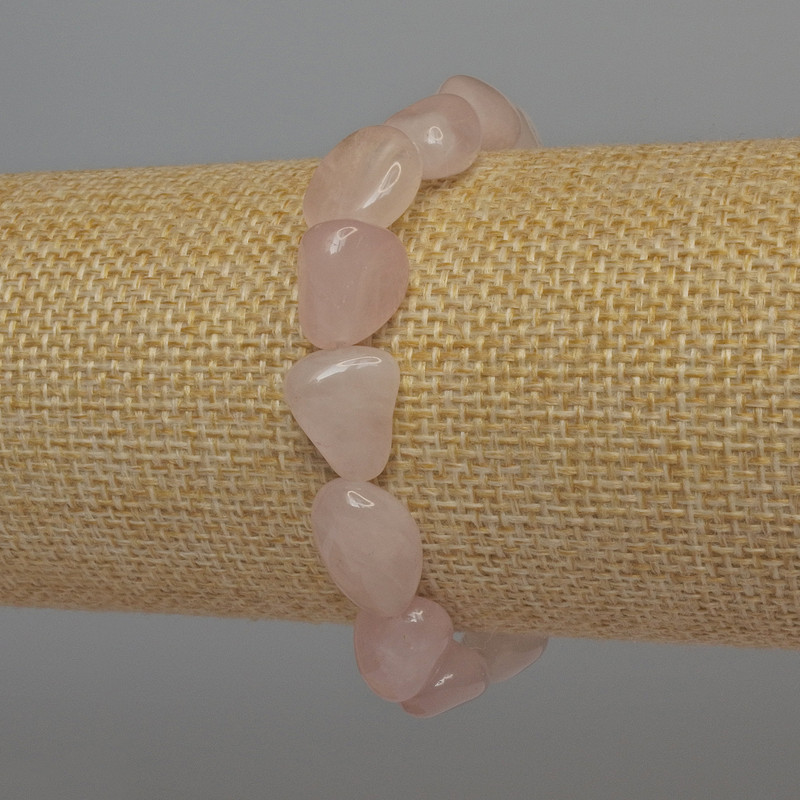 Rose Quartz Tumbled Bracelet, diameter 12x10mm+-, length 18cm+- stretch