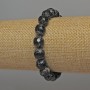 Black Fire Agate Faceted Round Bracelet, Diameter 9.5mm+/-, Length 18cm+/- Stretch
