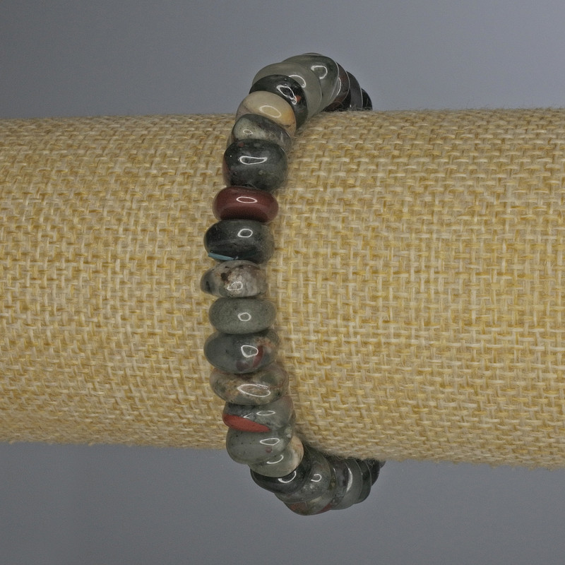 Jasper Tumbled Bracelet, diameter 10x5mm+/-, length 18mm+/- stretch