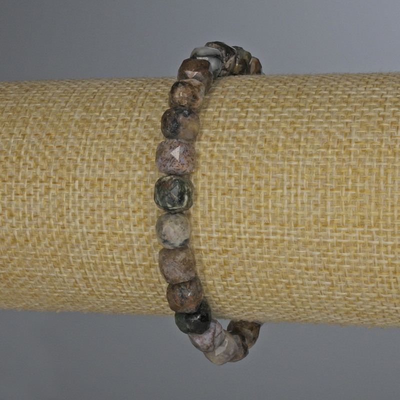 Pietersite Faceted Cube Bracelet, 7x7mm Diameter +/-, 18cm Length +/- Stretch