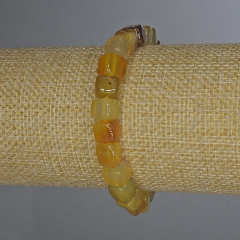 Yellow Agate Cube Bracelet 7x7mm +/-, 18cm Length +/- Stretch