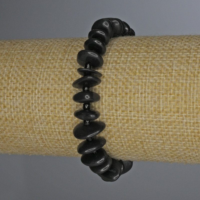 Agate Chip Bracelet 10x3mm +/- with 3mm Beads +/-, 18cm Length +/- Stretch