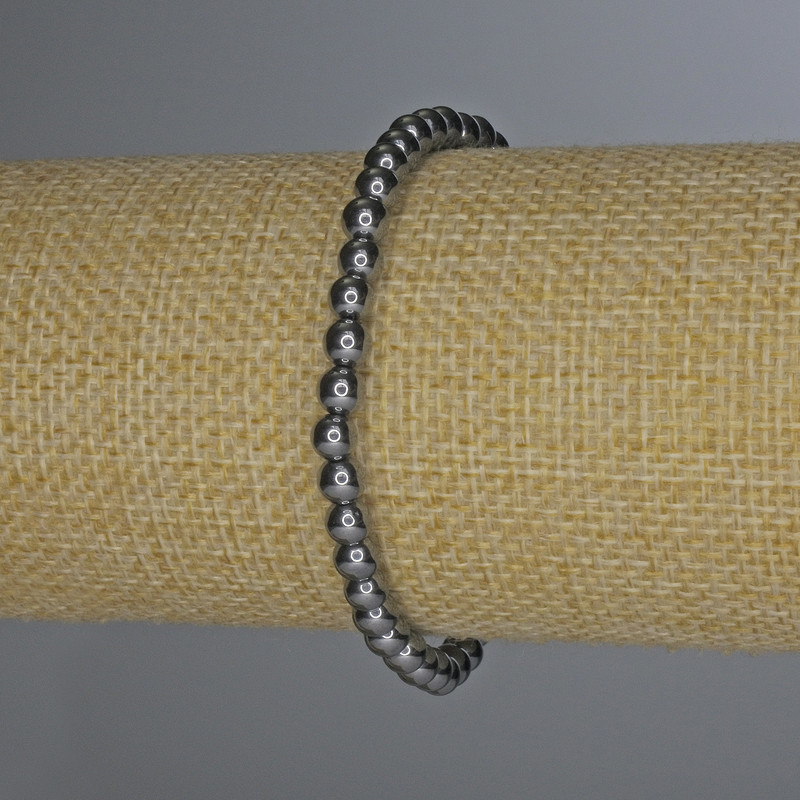 Terahertz Bracelet, Smooth Round Beads, Diameter 5mm+-, Length 18cm+- Stretch