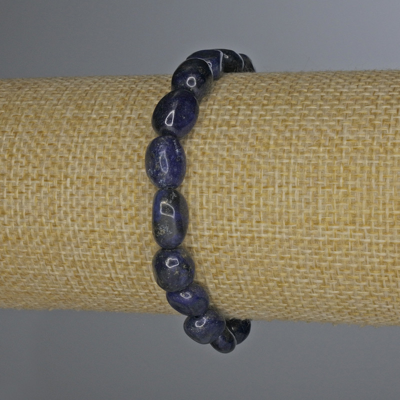 Lapis Lazuli Bracelet, Tumbled, Diameter 10x7mm+-, Length 18cm+- Stretch