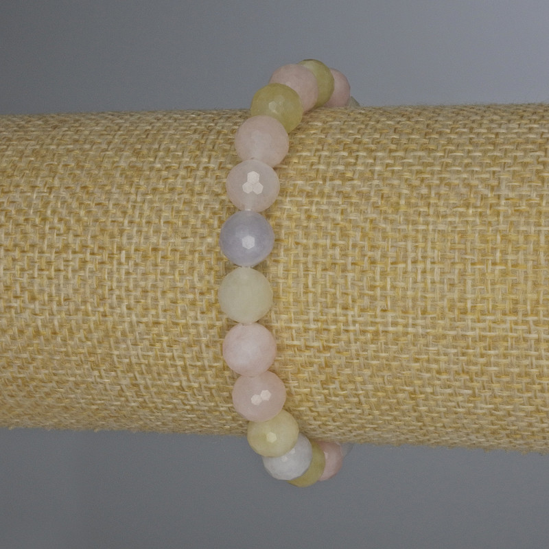 Morganite Bracelet, faceted round beads, diameter 8mm+-, length 18cm+-, stretch