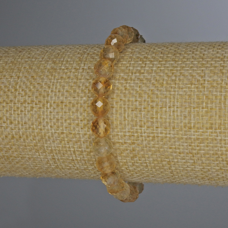 Citrine Bracelet, faceted round beads, diameter 7mm+-, length 18cm+-, stretch