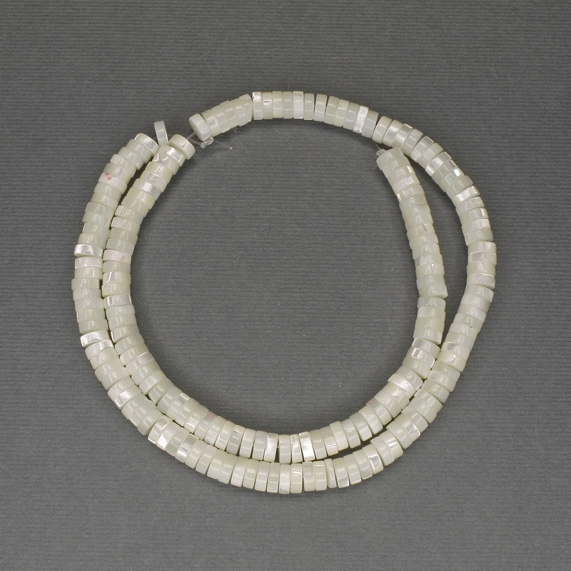 Mother-of-Pearl Rondelle Beads, diameter 6x2mm+/-, length 40cm+/- on fishing line