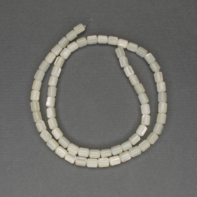 Mother-of-Pearl Cylinder Beads, diameter 6x5mm+/-, length 40cm+/- on fishing line