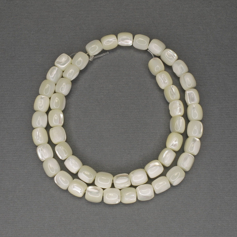 Mother-of-Pearl Barrel Beads, diameter 8x7.5mm+-, length 40cm+-, on fishing line
