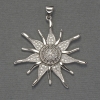 Star Pendant White Rhinestones Silver-Tone Metal, diameter 33mm+/-, length 40mm+