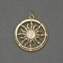 Mother-of-Pearl Star Pendant, White Rhinestones, Gold-Tone Metal, Diameter 22mm+/-, Length 28mm+