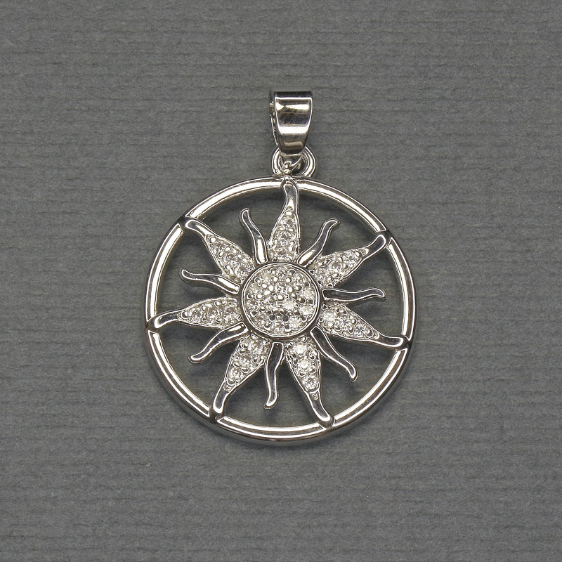 Pendant Star White Rhinestones Silver-Tone Metal, diameter 20mm+-, length 27mm+