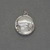 Pendant Mother-of-Pearl Circle, Silver-Tone Metal, Diameter 16mm+/-, Length 20mm+