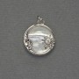 Pendant Mother-of-Pearl Circle, Silver-Tone Metal, Diameter 16mm+/-, Length 20mm+