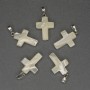 Pendant Mother-of-Pearl Cross 30x20x15mm+- Silver-Tone Metal