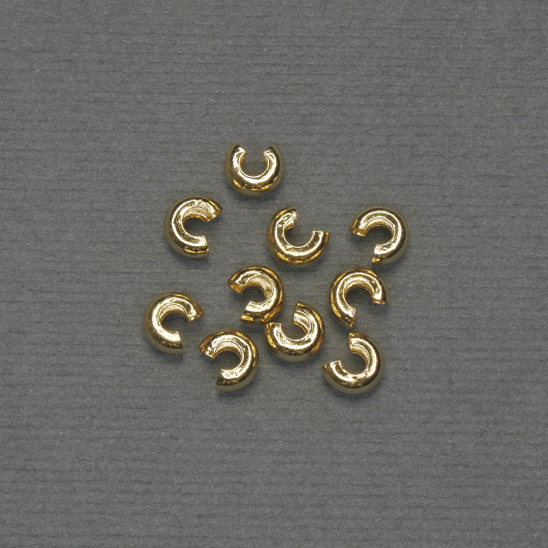 Crimp Bead, 6mm Diameter +/- Gold-tone Metal, Pack of 10 Pairs