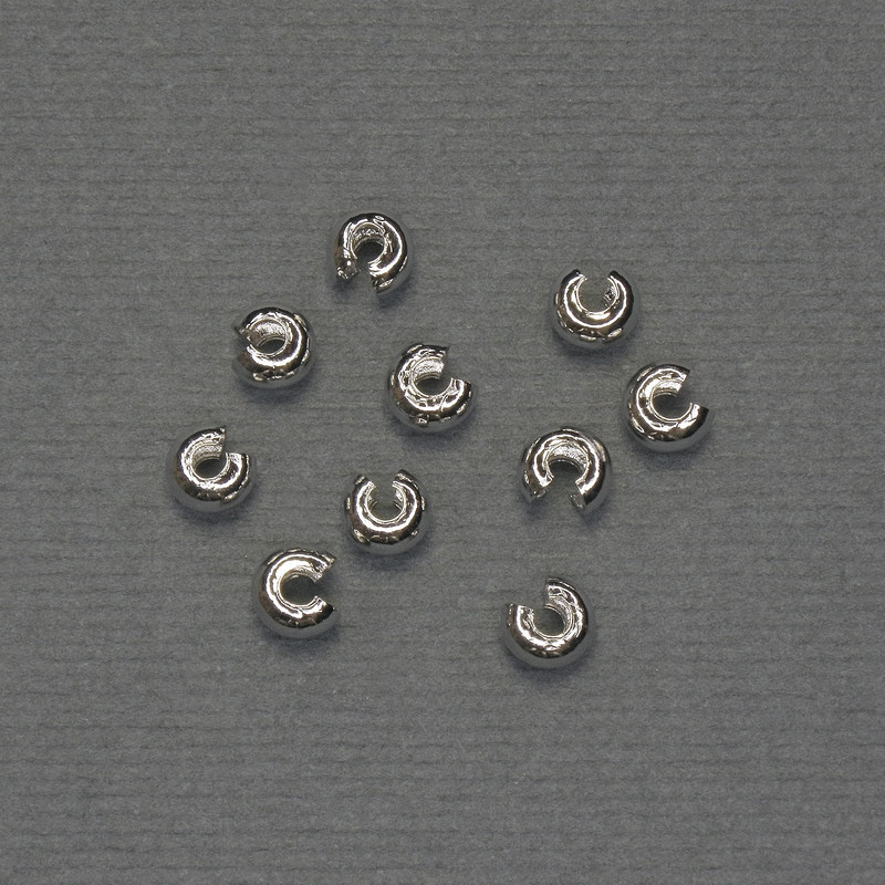 Crimp Bead, 4.5mm Diameter +/- Silver-tone Metal, Pack of 10 Pairs