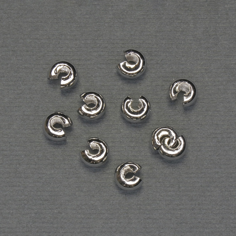 Crimp Beads, Diameter 6mm+/-, Silver-Tone Metal, Pack of 10 Pairs