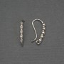 Earring Hooks White Rhinestones Silver-Tone Metal 19x2mm+ - Pair