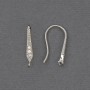 Earring Hooks White Rhinestones Silver-Tone Metal 18x3mm+ - Pair