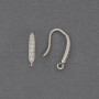 Earring Hooks White Rhinestones Silver-Tone Metal 17x2.5mm+ - Pair