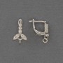 Earring Hooks White Rhinestones Silver-Tone Metal 16x3x9mm+ - Pair