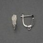 Earring Hooks White Rhinestones Silver-Tone Metal 16x5mm+ - Pair