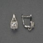 Earring Hooks White Rhinestones Silver-Tone Metal 17x7mm+ - Pair