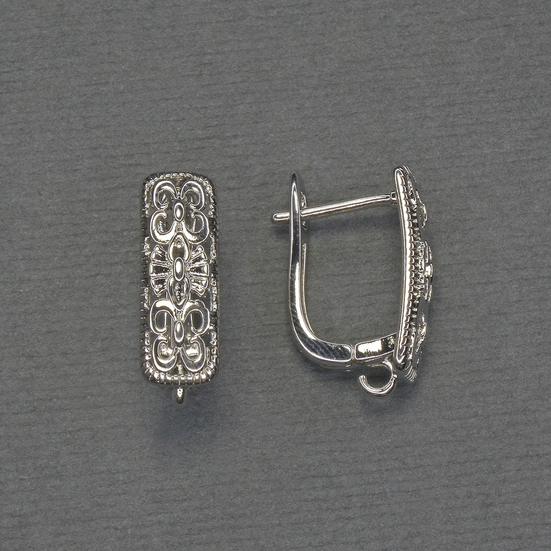 Earring Hooks Silver-Tone Metal 17x6mm+ - Pair
