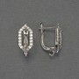 Earring Hooks White Rhinestones Silver-Tone Metal 17x8mm+ - Pair