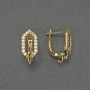 Earring Hooks White Rhinestones Gold-Tone Metal 17x8mm+ - Pair
