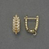 Earring Hooks White Rhinestones Gold-Tone Metal 18x6.5mm+ - Pair