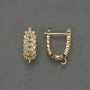 Earring Hooks White Rhinestones Gold-Tone Metal 18x6.5mm+ - Pair
